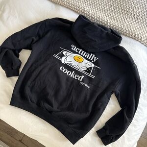Actually cooked Black Graphic Hoodie